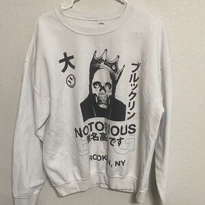 Men's White Graphic Crewneck Sweater